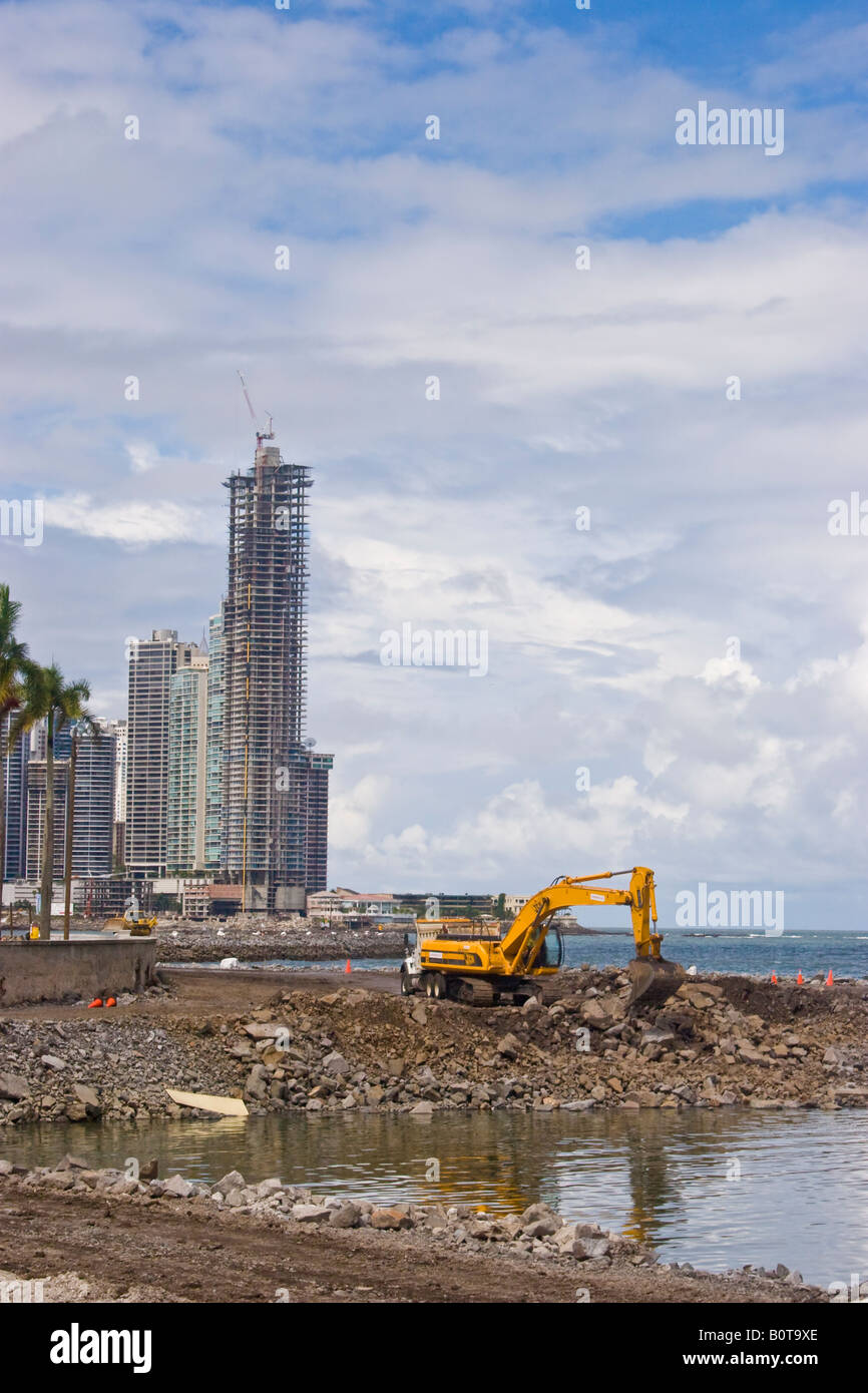 Proyecto Cinta Costera. Beltway côtières Projet, Boulevard Balboa, Panama, République du Panama Banque D'Images