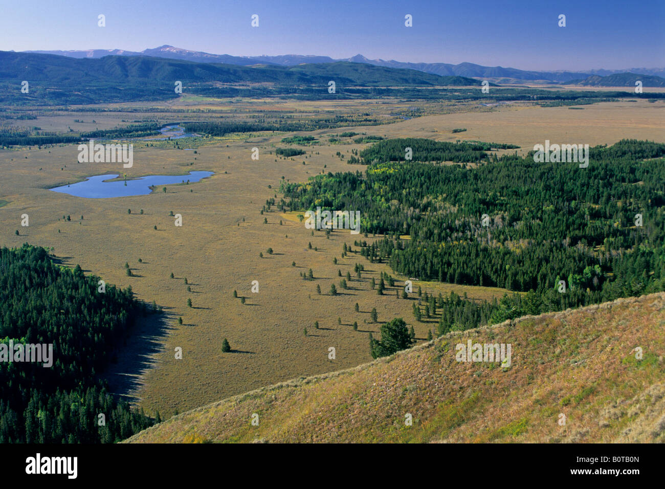 Le plateau de la rivière Snake, vu de la montagne du Signal du Grand Teton WYOMING Pk l Nat Banque D'Images