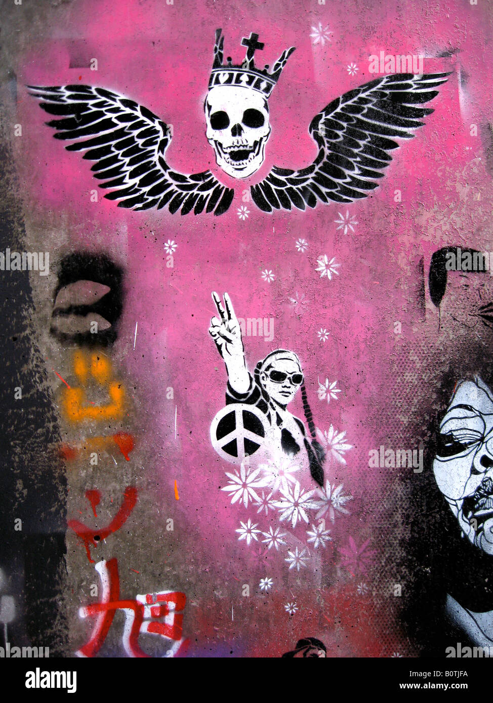 Crâne de Graffiti Banque D'Images