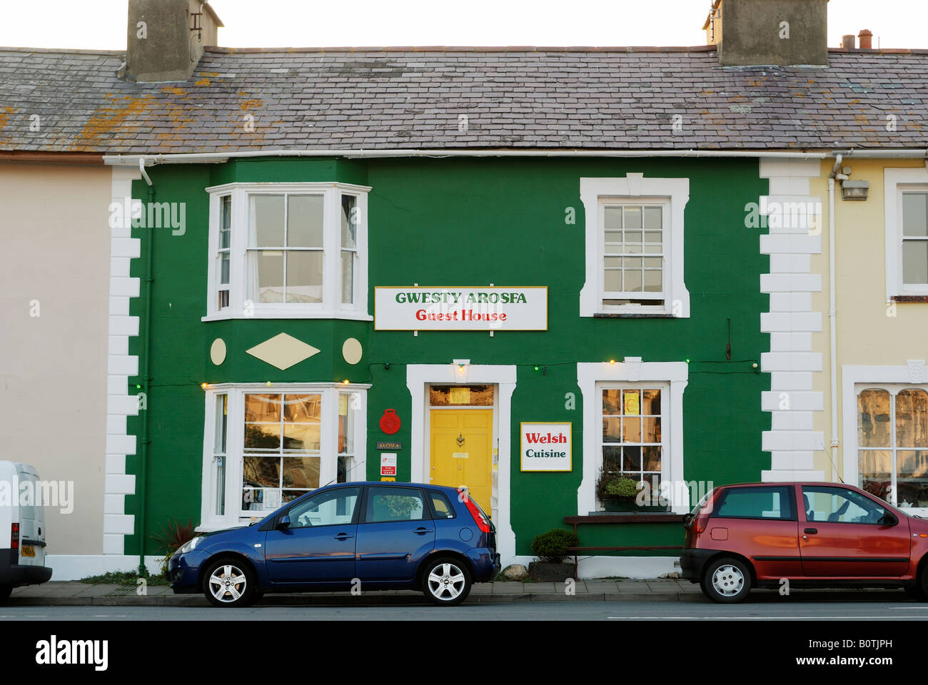 GUEST HOUSE offrant une cuisine galloise dans la ville balnéaire de ABERAERON CEREDIGION PAYS DE GALLES Banque D'Images