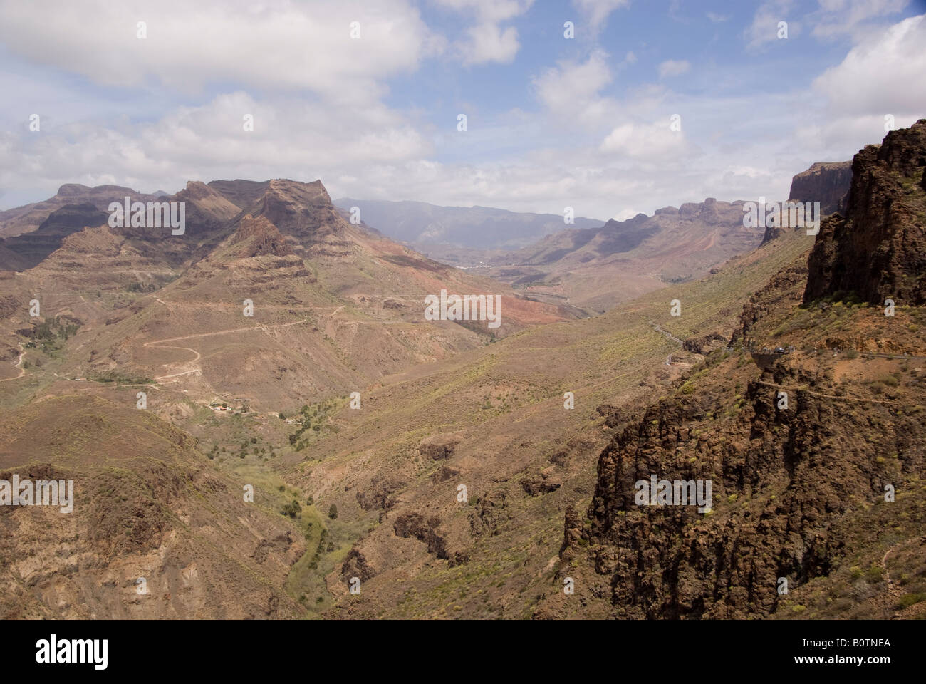 Gran Canaria - Barranco de Fataga vue du Mirador de Arteara du sud au nord de la route 520 sur Maspalomas Banque D'Images