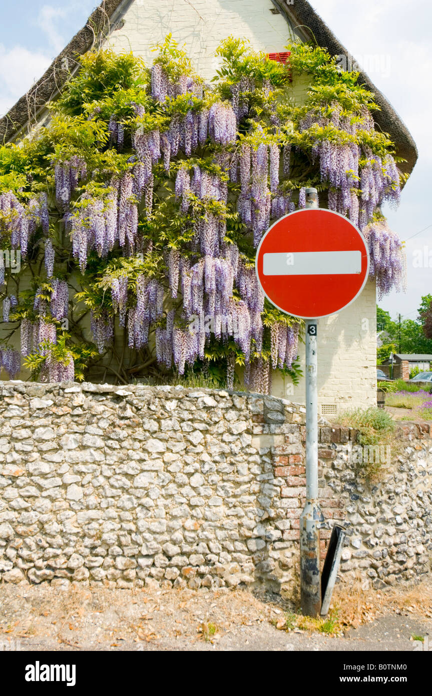 Aucun signe d'entrée et de l'ouest de glycines Meon Hampshire UK Banque D'Images