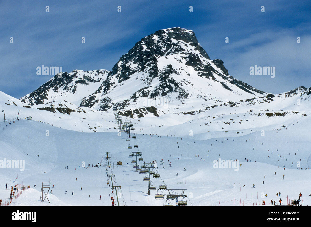 Télésiège, Ischgl, Idalpe, Tyrol, Autriche, Europe Banque D'Images