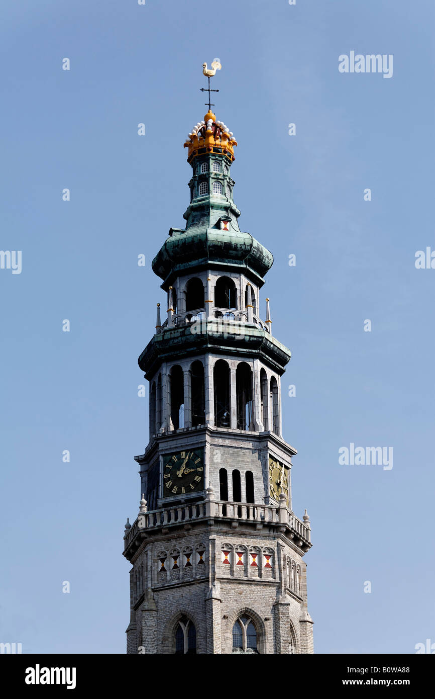 Lange Jan, tour octogonale de la Nieuwe Kerk, nouvelle église, abbaye, Middelburg, Walcheren, Zélande, Pays-Bas Banque D'Images