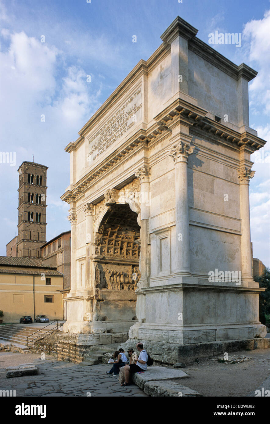 Basilique Santa Francesca Romana, Arc de Titus, Forum Romain, le Forum Romain, Rome, Latium, Italie Banque D'Images