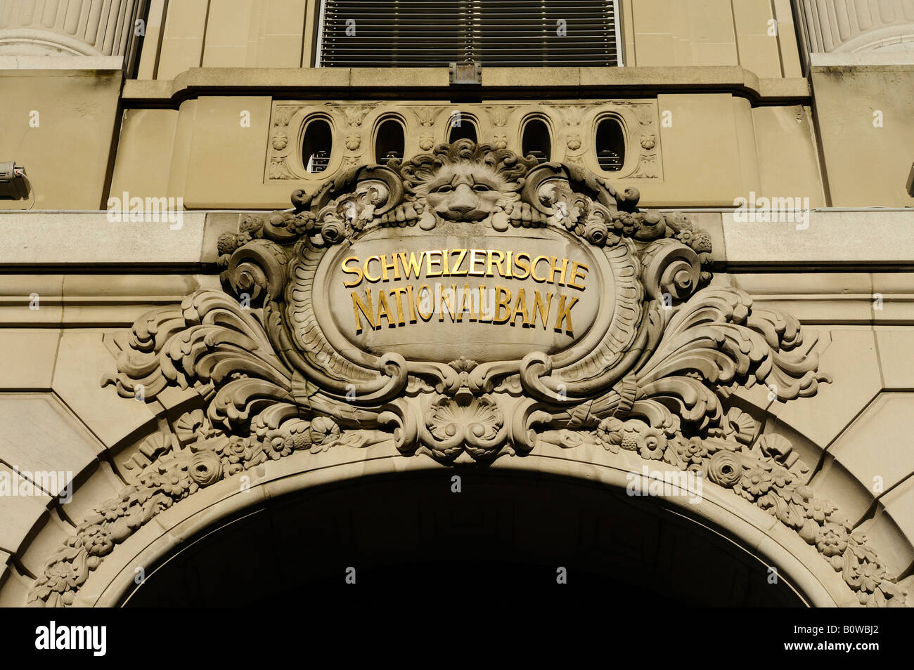 Entrée de la Schweizerische Nationalbank ou Banque nationale suisse, Berne, Suisse, Europe Banque D'Images