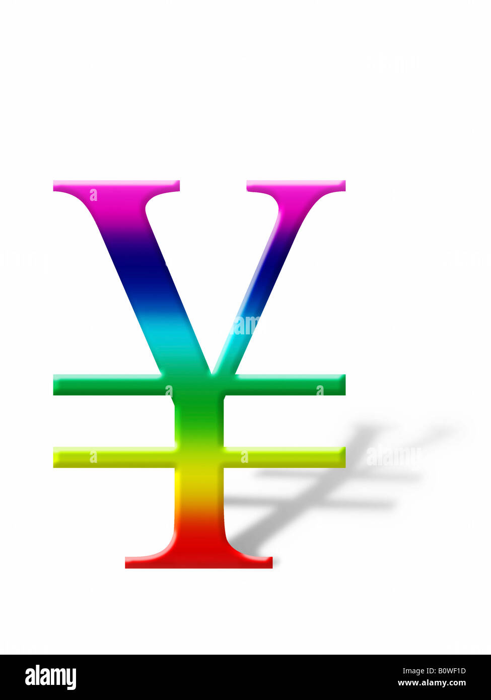 Yen affiche, symbole jette une ombre, graphique Banque D'Images