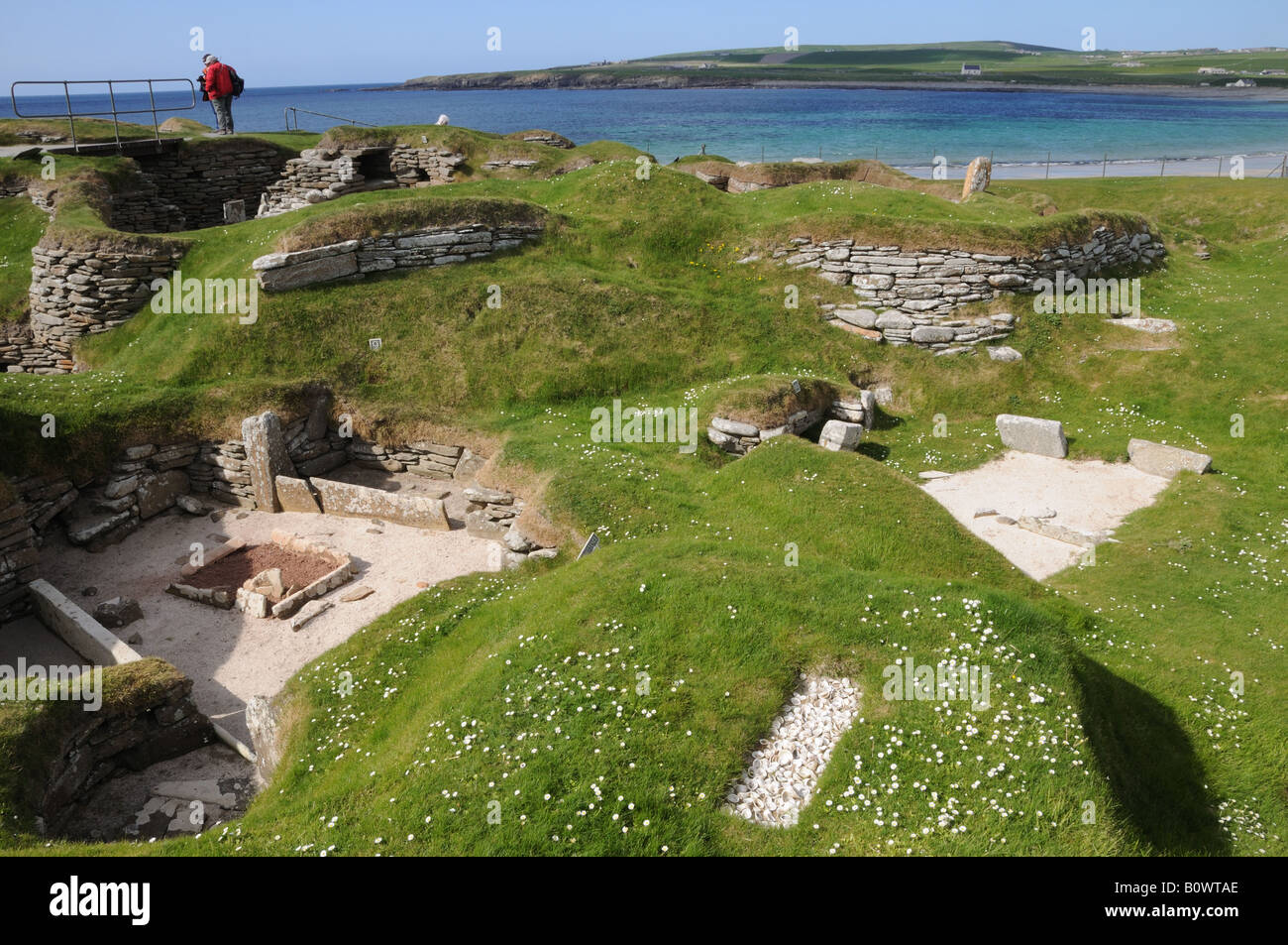 Skara Brae sur mainland Orkney est un 5 000 ans suivant l'établissement de la baie de Skaill. Banque D'Images