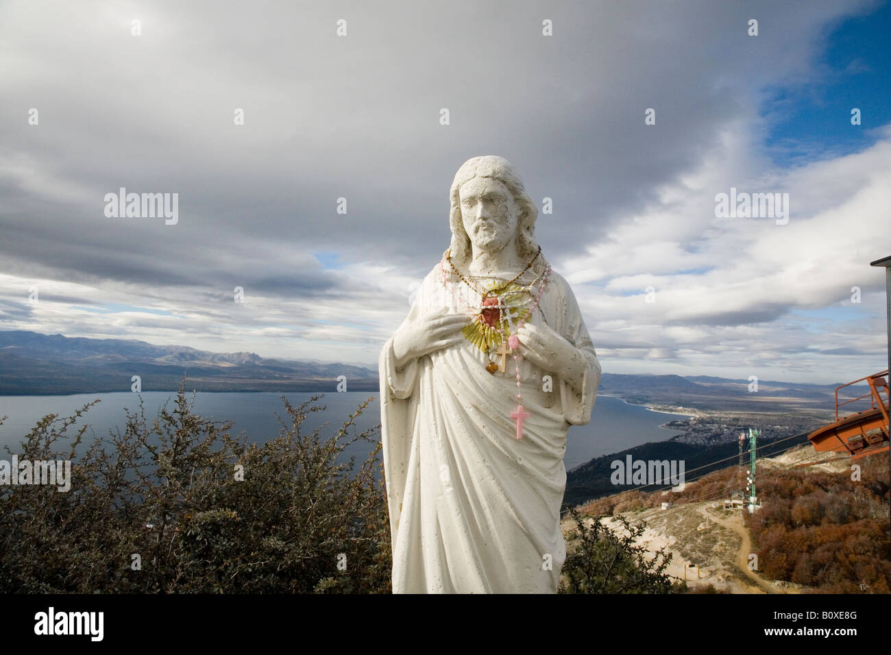 Statue de jésus l'Argentine Bariloche Cerro Otto Banque D'Images