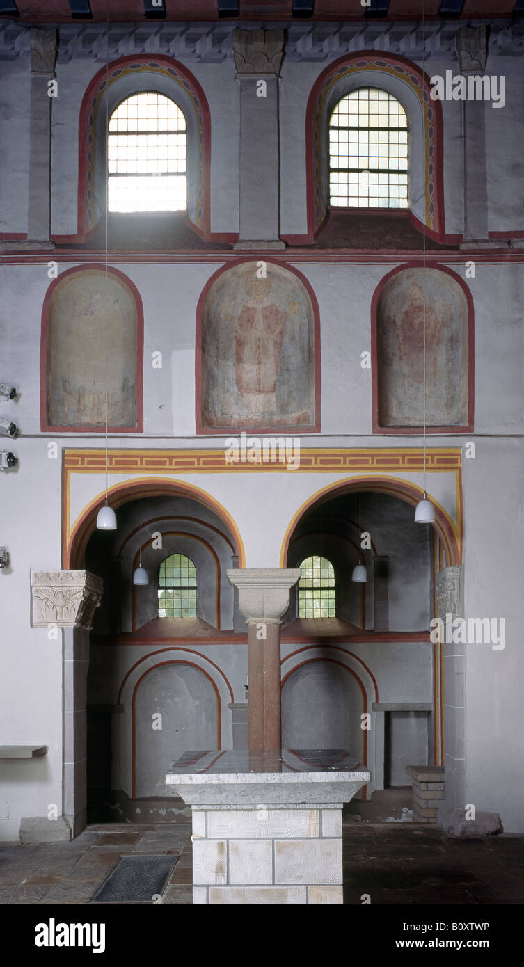 Église paroissiale Saint Essen-Werden Lucius (Älteste Pfarrkirche nördlich der Alpen) Chornordwand mit romanischen Fresken (Heiliger Luci Banque D'Images