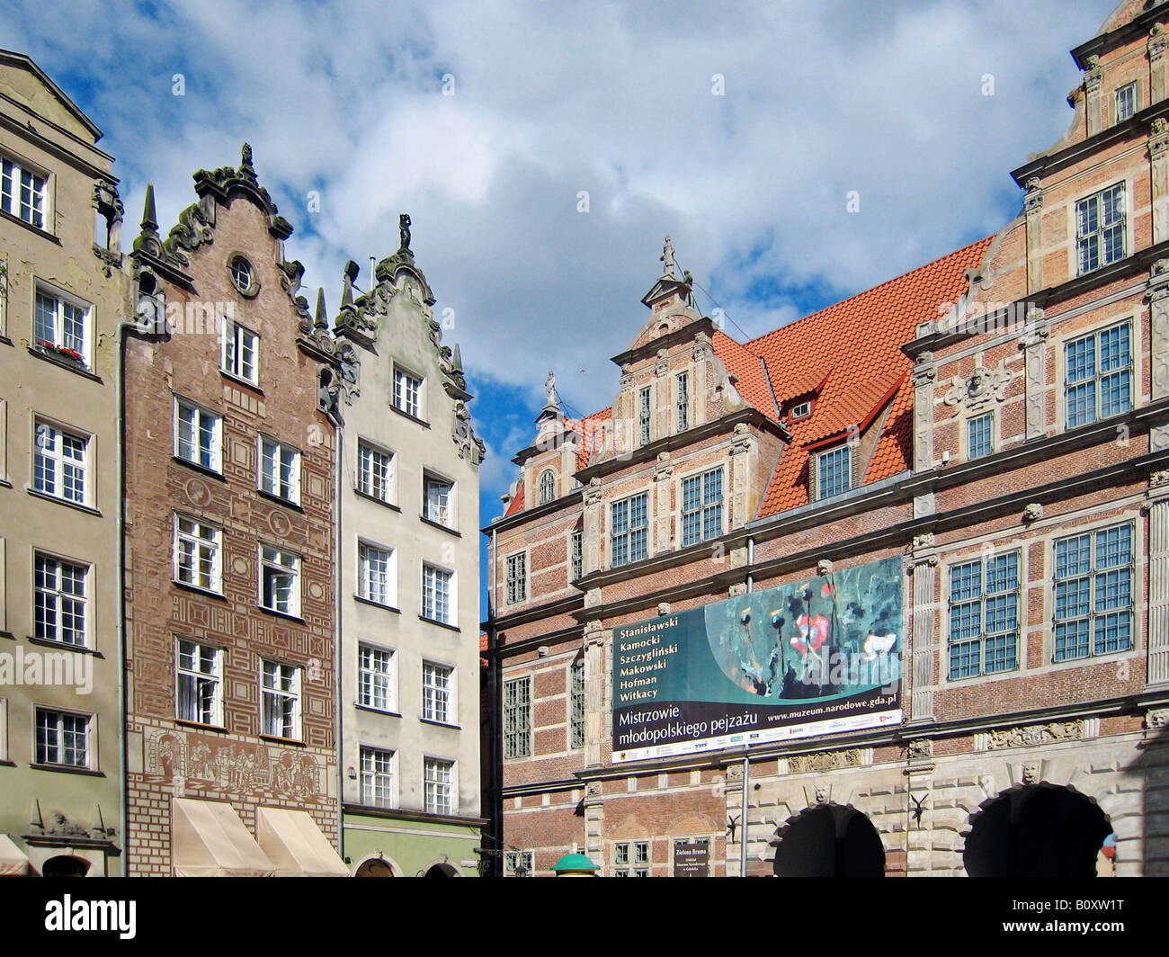 Façades en Long Lane, Pologne, Gdansk Banque D'Images