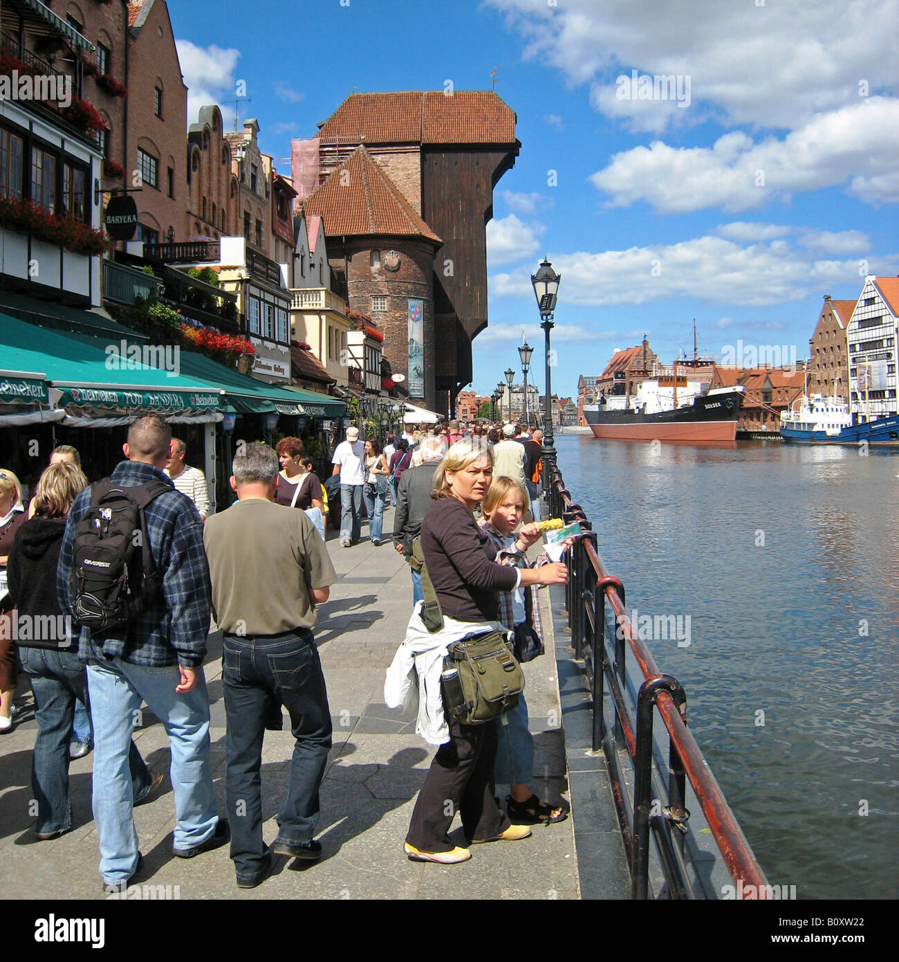 Promenade avec grue historique, Pologne, Gdansk Banque D'Images
