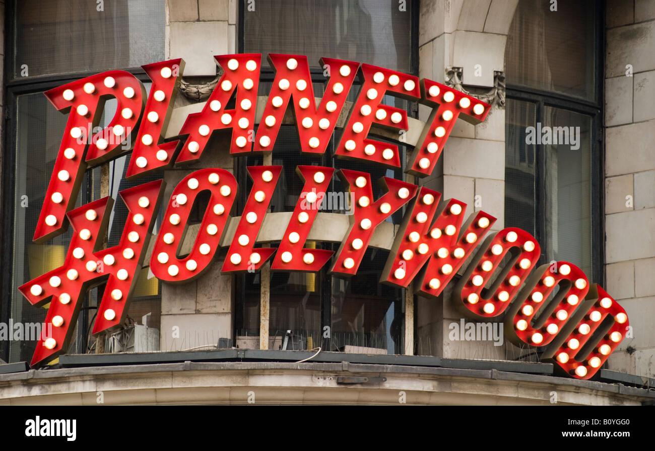 Planet Hollywood Sign, Londres Banque D'Images
