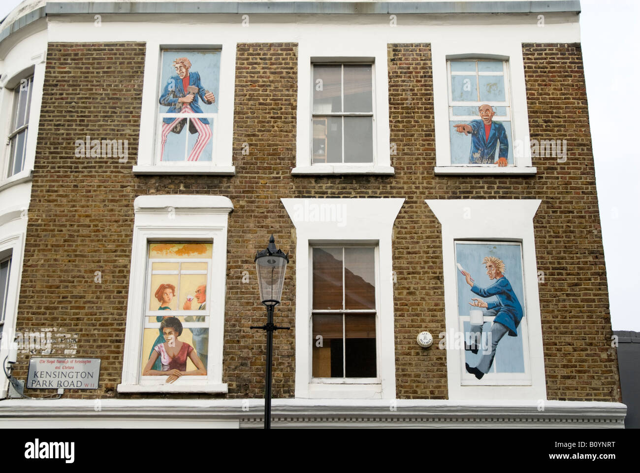 Chambre avec peint trompe l'oeil fenêtres Notting Hill London UK Banque D'Images
