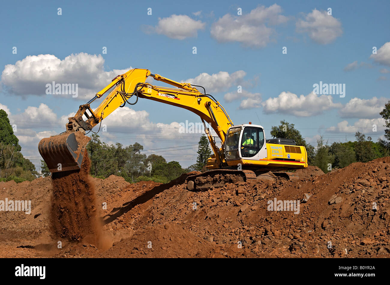 Excavation Construction pelleteuse excavatrice hydraulique Banque D'Images