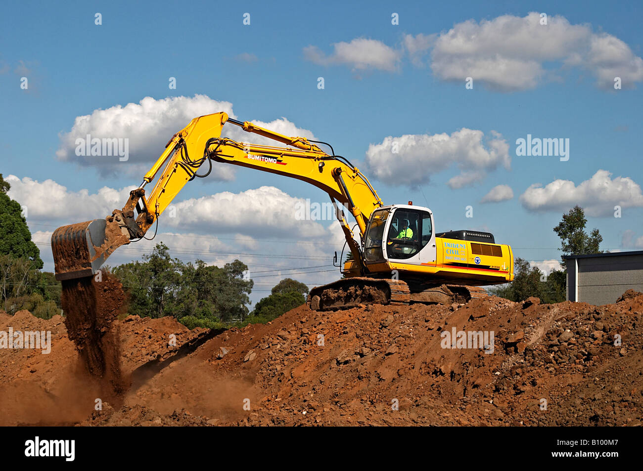 Excavation Construction pelleteuse excavatrice hydraulique Banque D'Images