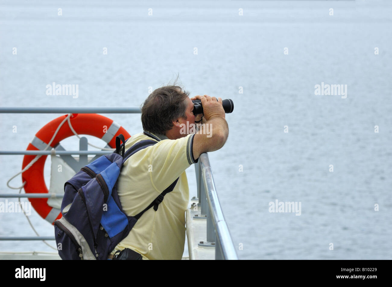 L'ornithologue en mer Banque D'Images