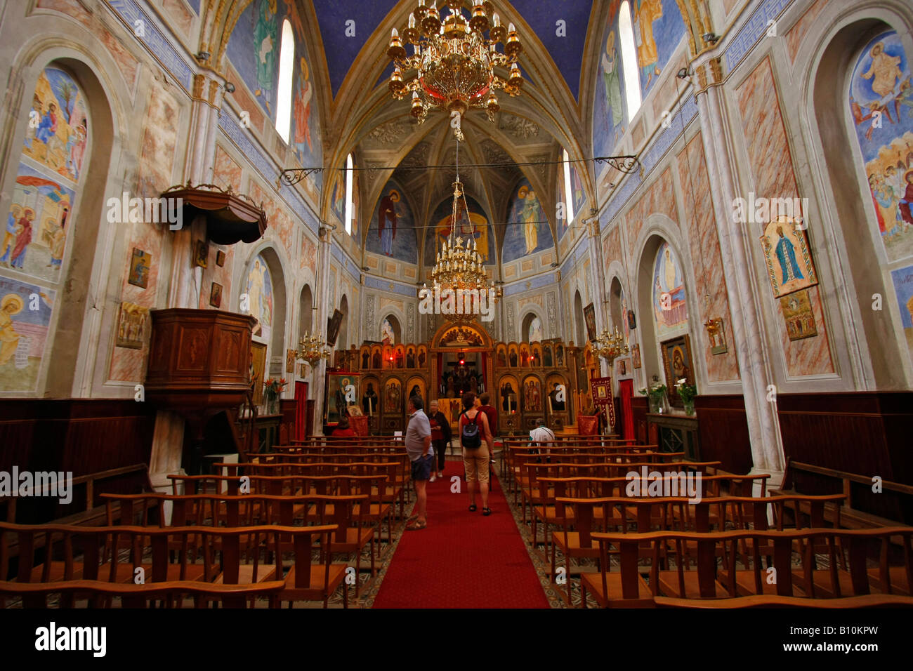 À l'intérieur de l'église grecque de Cargèse Corse France Banque D'Images