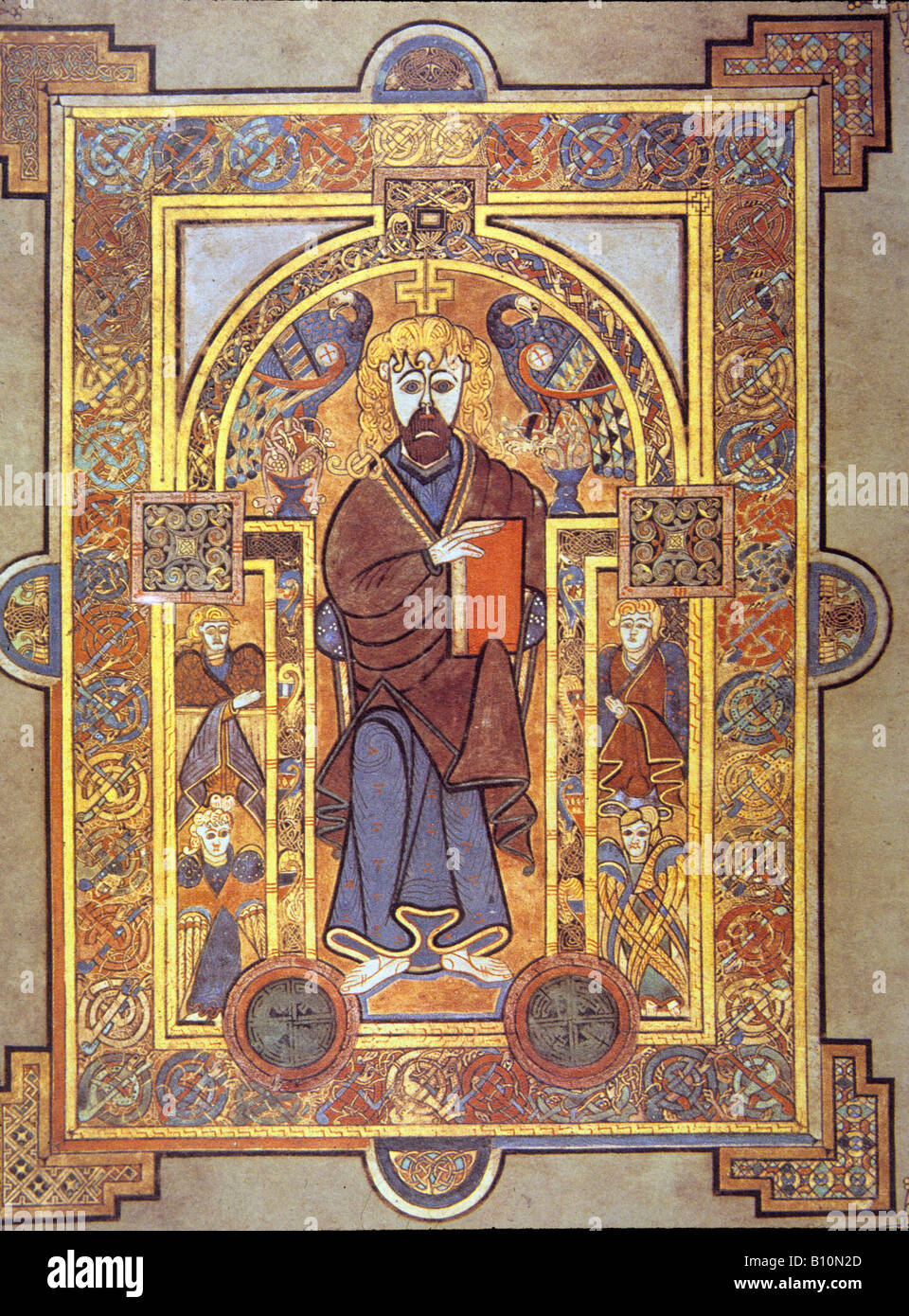 Livre de Kells 8e c Le Christ de l'évangile de St Matthieu l'Irlande Banque D'Images