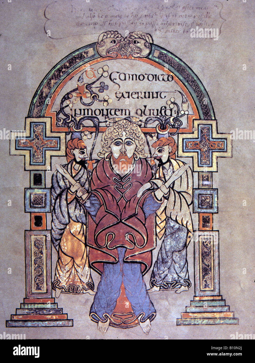 Livre de Kells. 8e siècle. L'Arrestation du Christ Evangile de saint Matthieu. L'Irlande Banque D'Images