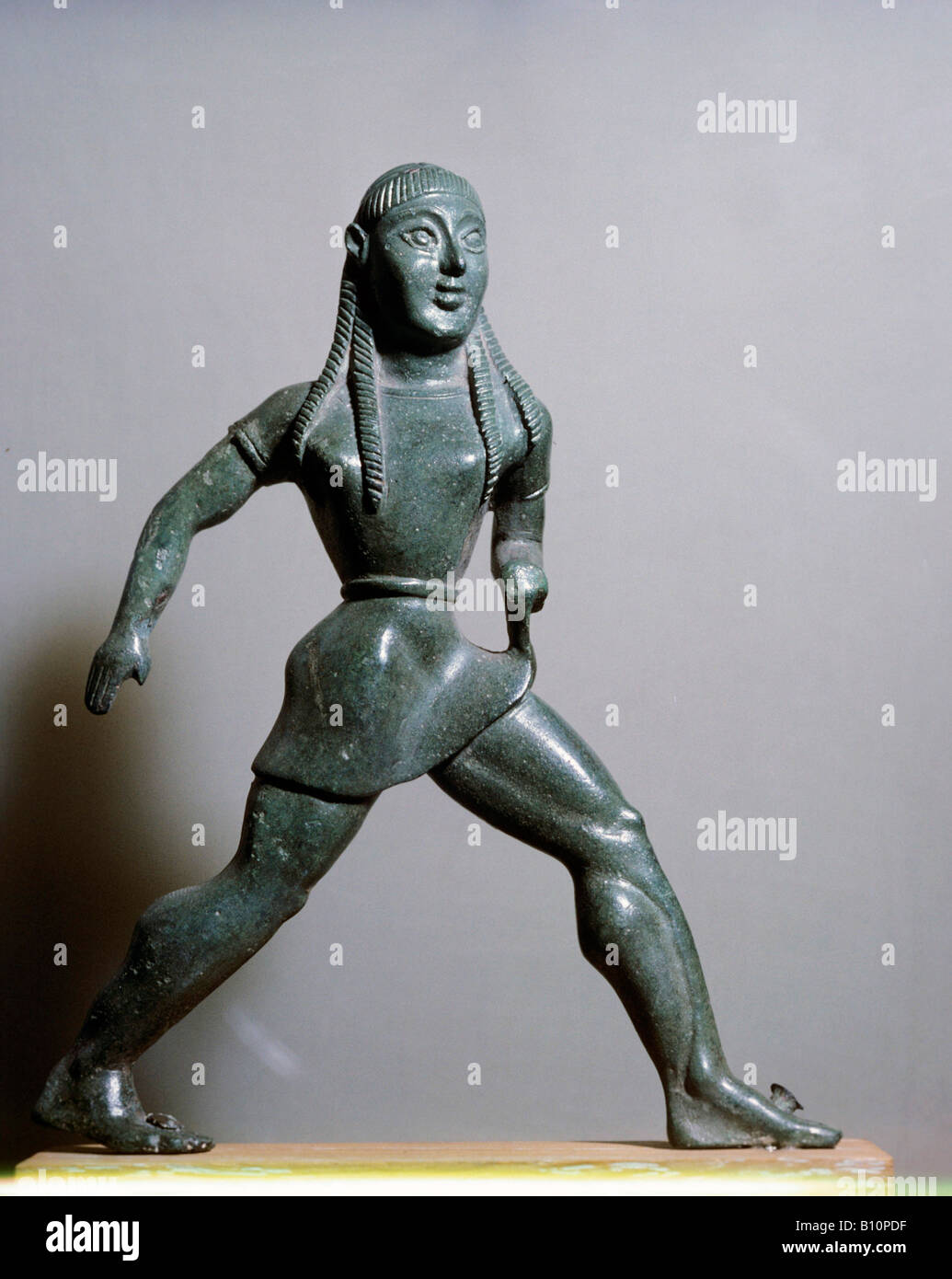 Statuette en bronze athlète Spartan 530 BC, statuette Grèce Musée Archéologique National. Athènes Banque D'Images
