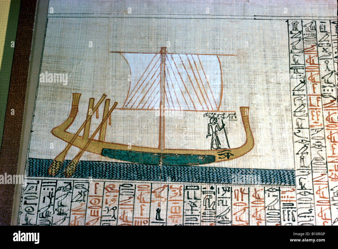 Livre des Morts des NU. Papyrus de nu la voile d'un bateau dans l'autre monde. 18ème dynastie. L'Égypte Banque D'Images