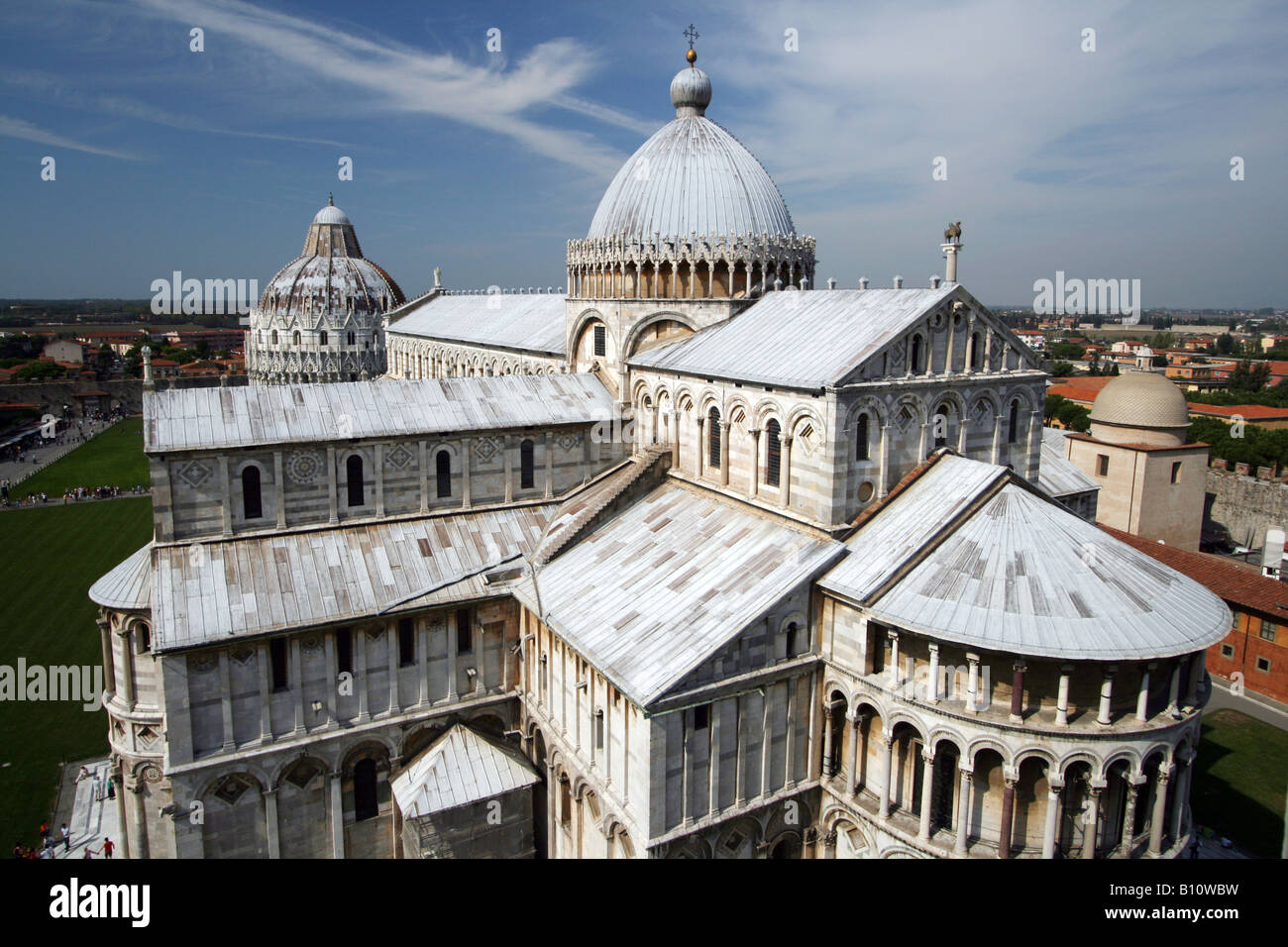 Vue de la cathédrale et du baptistère, de la Tour de Pise, Toscane, Italie Banque D'Images Vue de la cathédrale et du baptistère, de la Tour de Pise, Toscane, Italie Banque D'Images