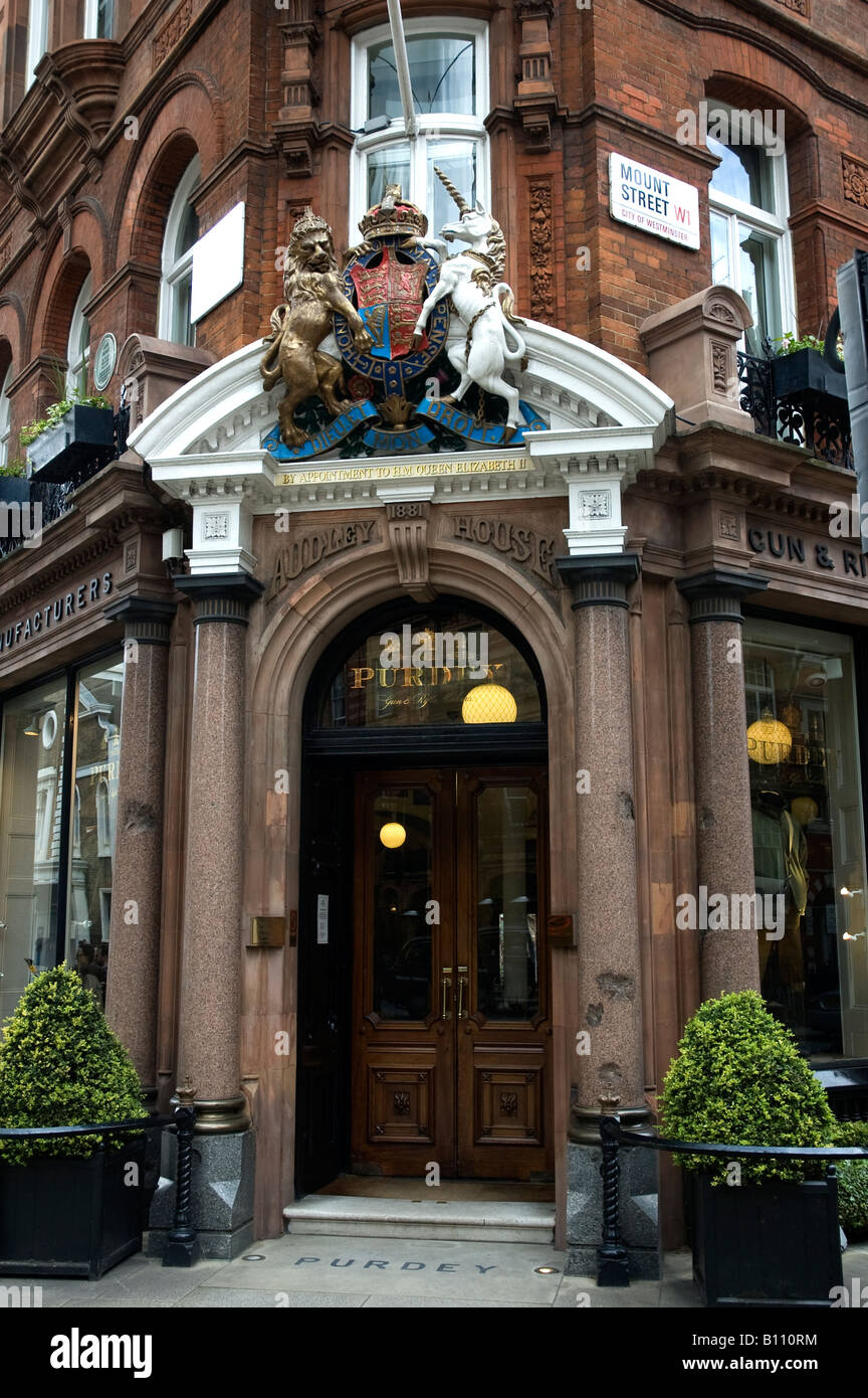 Purdey célèbre fusil décideurs Audley Street London UK Banque D'Images