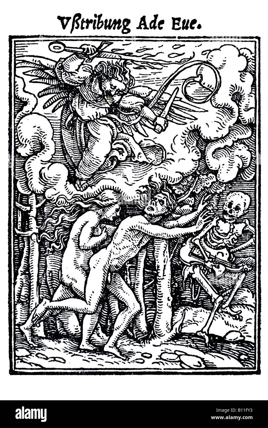 Le bannissement du paradis, Hans Holbein le Jeune, Danse Macabre, 1538, Allemagne Banque D'Images