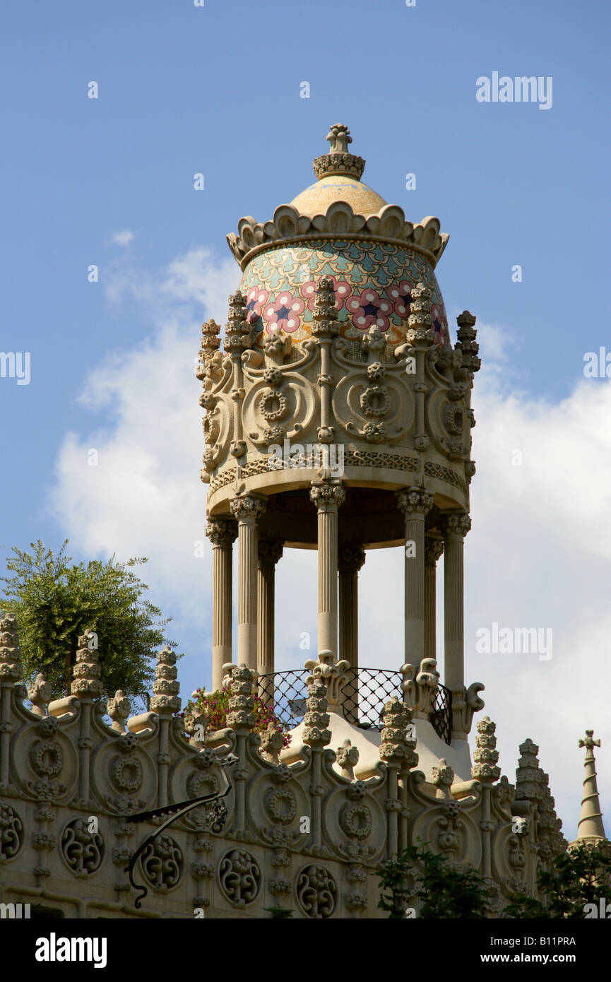 Luis Domenech i Montaner's Building la Casa Lleó Morera, Passeig de Gracia, Quadrat d'or, de l'Eixample, Barcelone, Espagne Banque D'Images