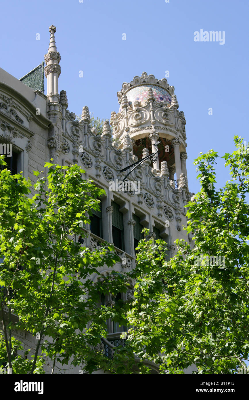 Luis Domenech i Montaner's Building la Casa Lleó Morera, Passeig de Gracia, Quadrat d'or, de l'Eixample, Barcelone, Espagne Banque D'Images