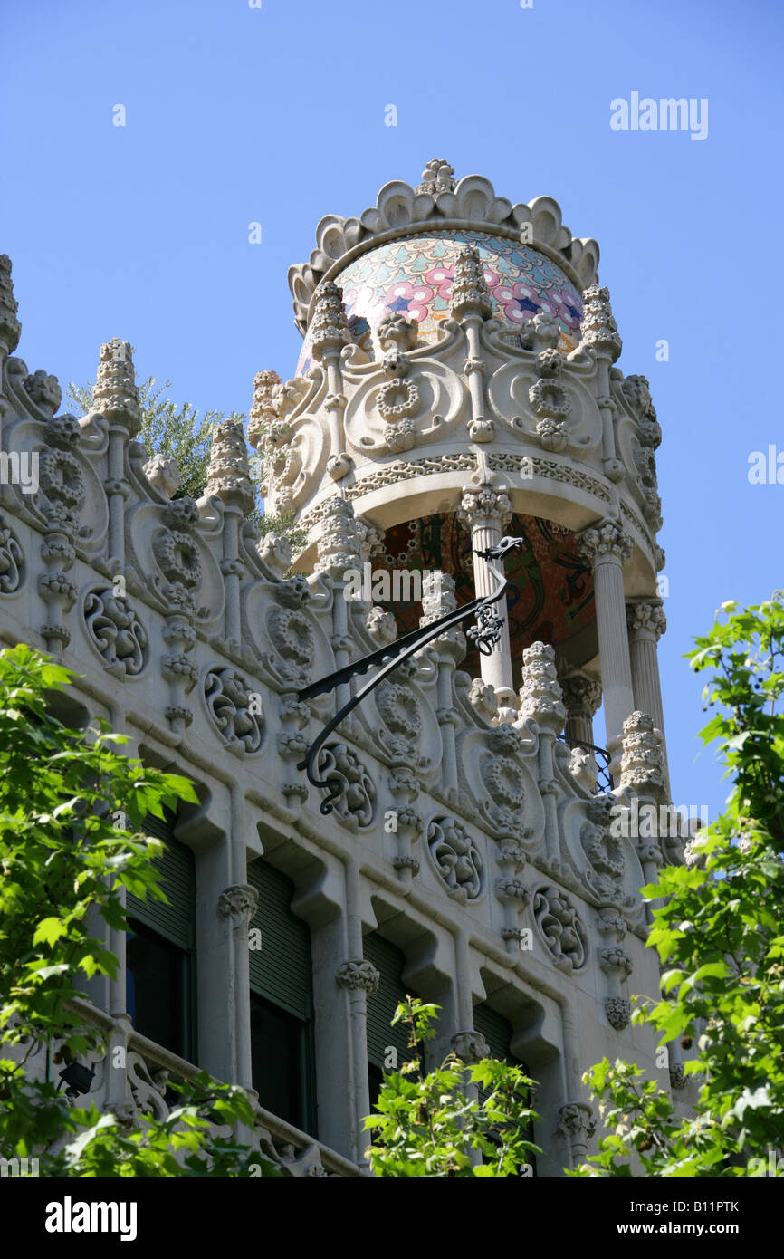 Luis Domenech i Montaner's Building la Casa Lleó Morera, Passeig de Gracia, Quadrat d'or, de l'Eixample, Barcelone, Espagne Banque D'Images