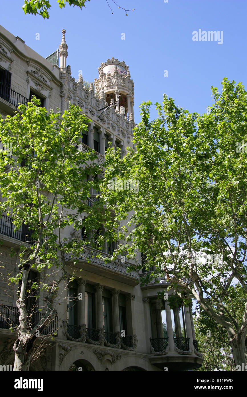Luis Domenech i Montaner's Building la Casa Lleó Morera, Passeig de Gracia, Quadrat d'or, de l'Eixample, Barcelone, Espagne Banque D'Images