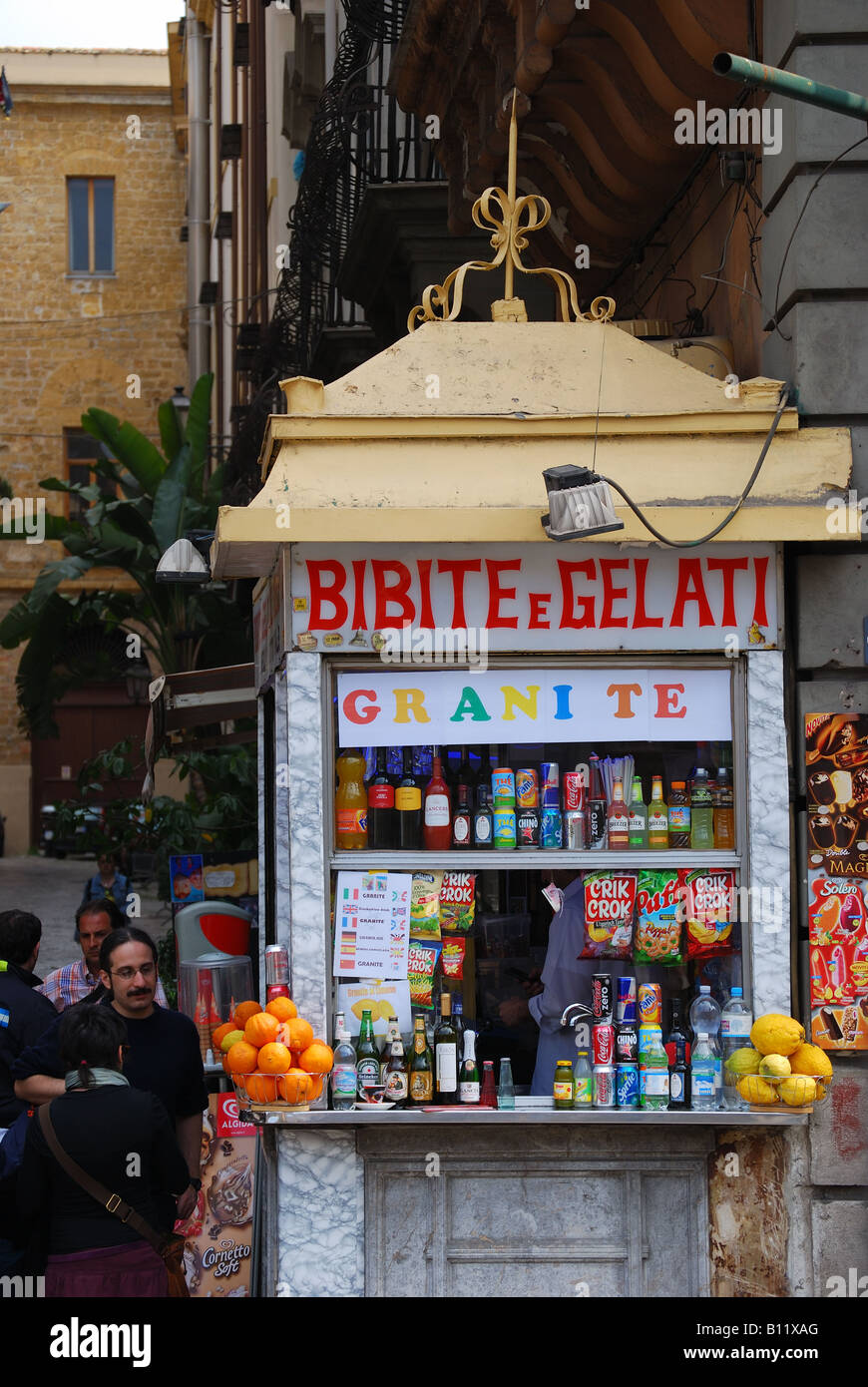 Nourriture et boisson kiosque, Palerme, Palerme, Sicile, Italie Province Banque D'Images