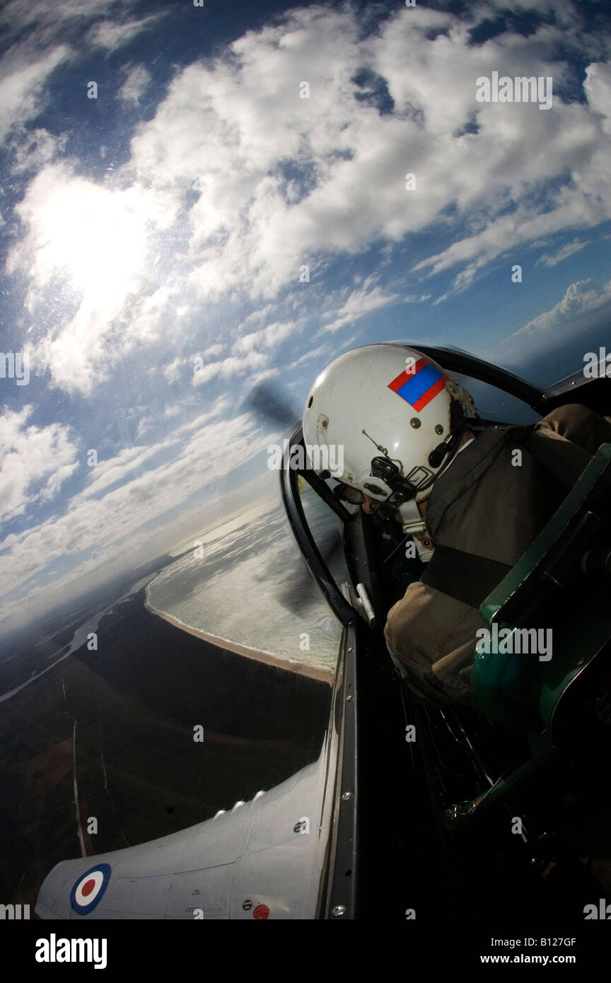 Pilote dans un avion de combat P51 Mustang Banque D'Images