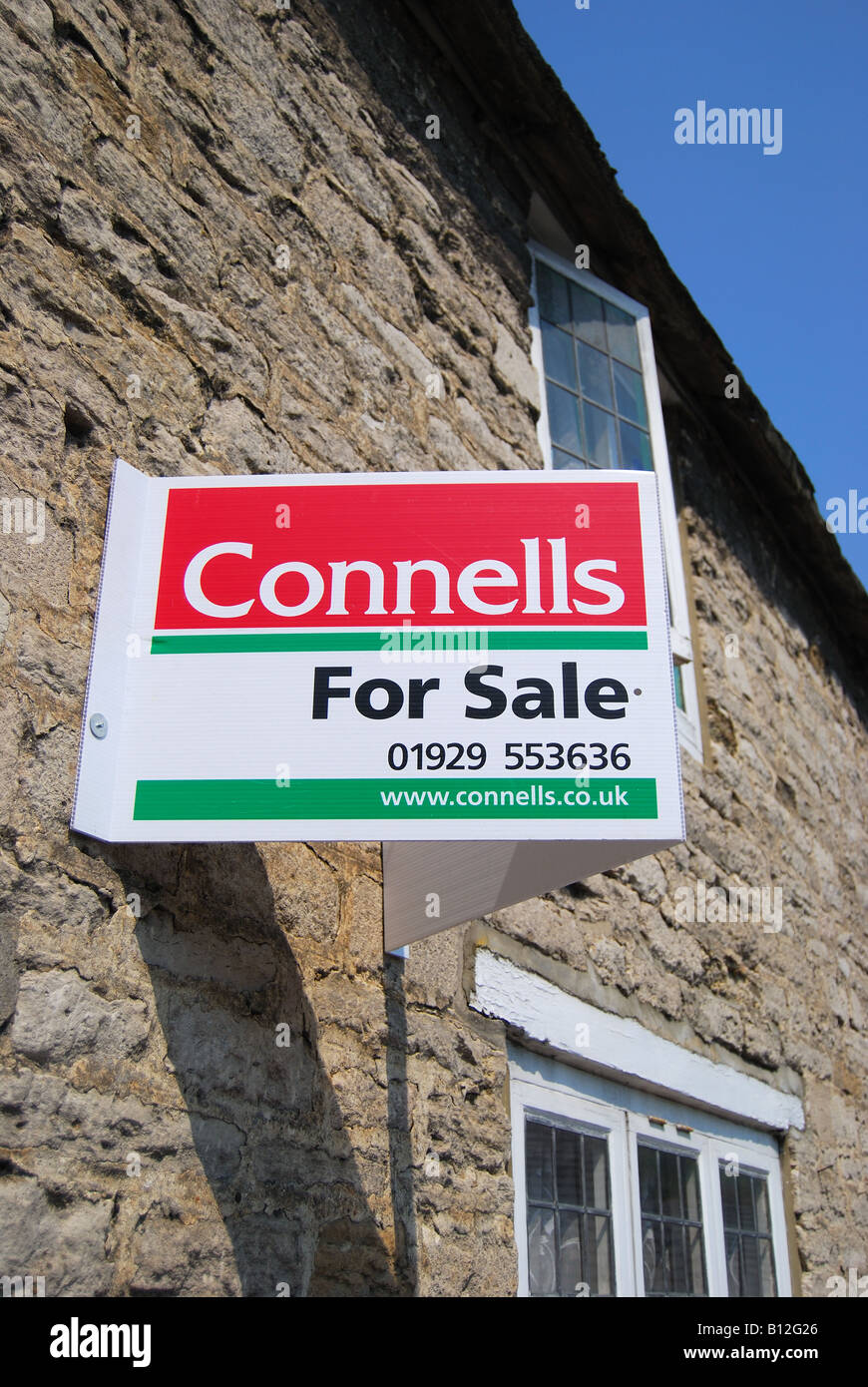 Maison à vendre signe, Corfe Castle, Dorset, Angleterre, Royaume-Uni Banque D'Images