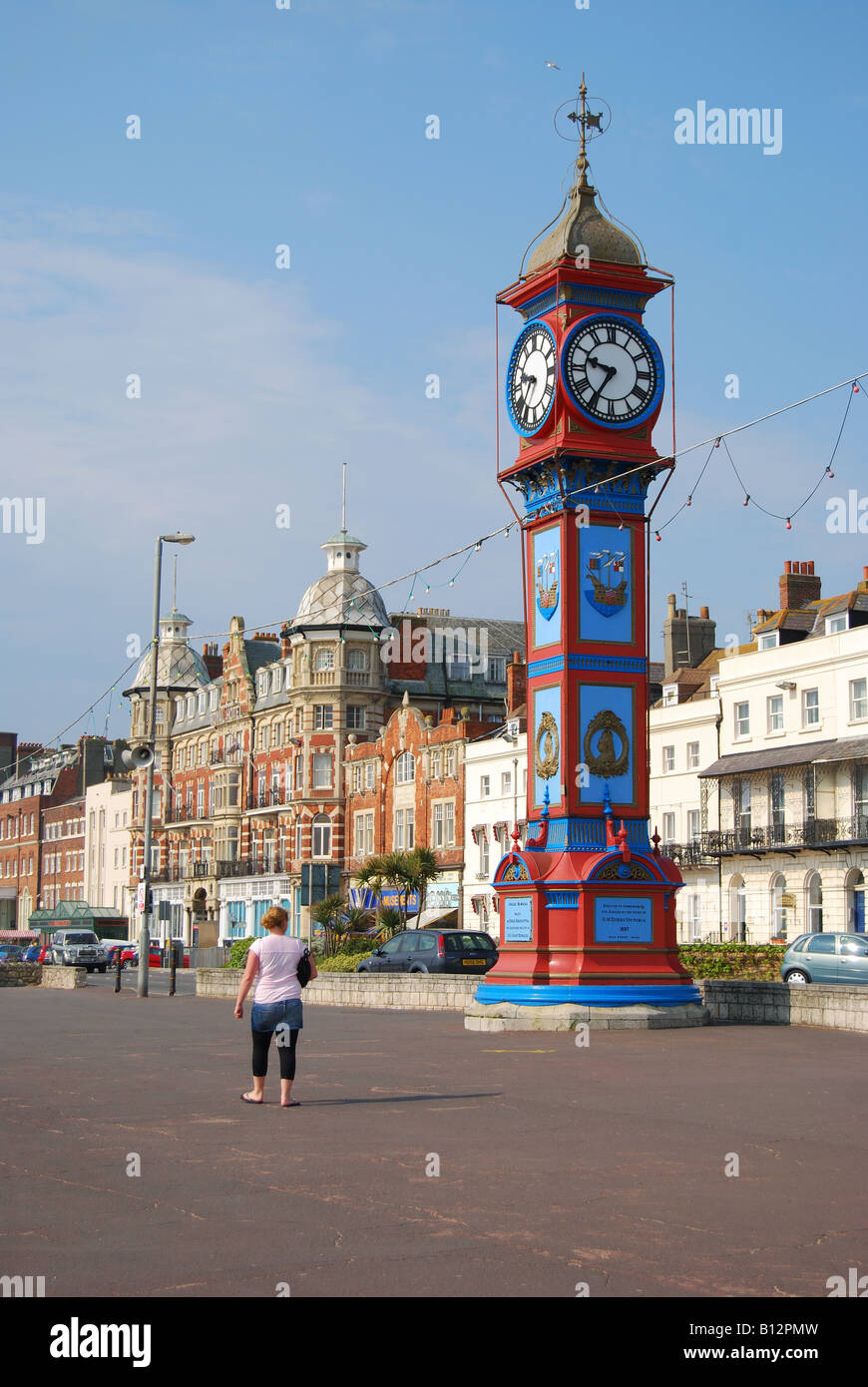 Horloge du Jubilé et de la promenade, de l'Esplanade, Weymouth, Dorset, Angleterre, Royaume-Uni Banque D'Images