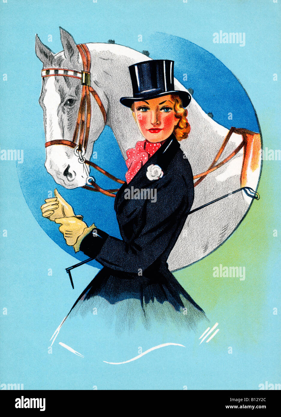 Les chevaux Mistress illustration de la dame et sa monture Banque D'Images