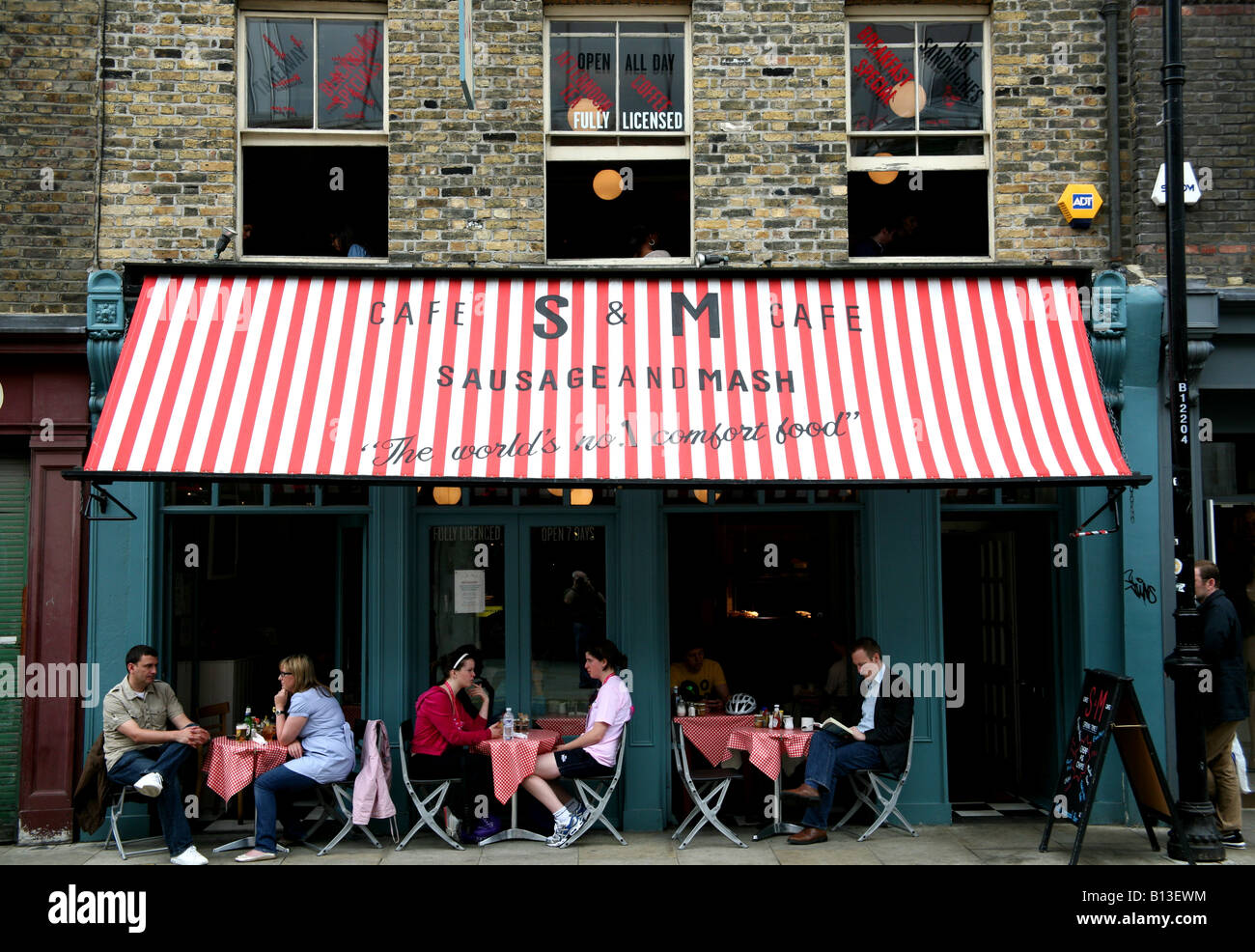 S & M saucisse et mash restaurant à Londres Spitalfields Banque D'Images