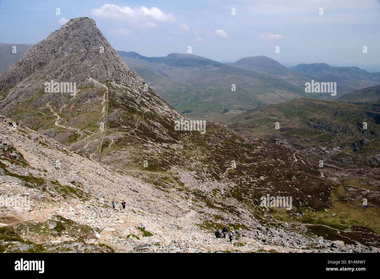 Tryfan vue de Glyder Fach. Le Snowdonia National Park / Parc Cenedlaethol Eryri Banque D'Images