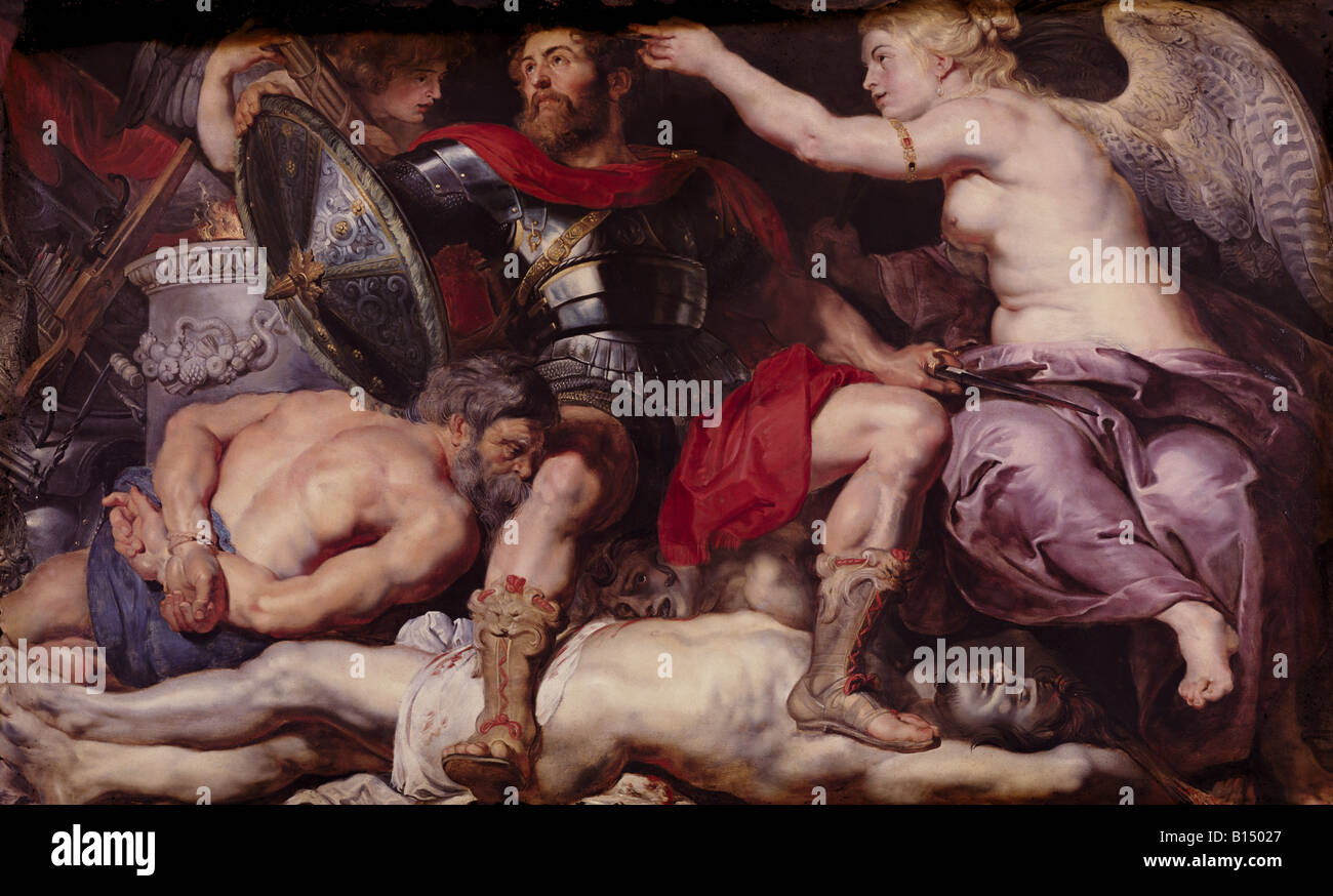 Beaux-arts, Rubens, Peter Paul 28.6.1577 - 30.5.1640, peinture, "le triomphe de la victoire", vers 1614, huile sur panneau de chêne, 161 cm x 236 cm, musée d'état, Kassel, Allemagne, l'artiste n'a pas d'auteur pour être effacé Banque D'Images