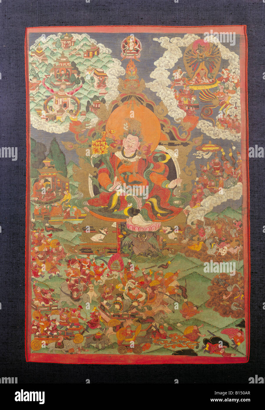 Beaux-arts, au Tibet, la méditation photo, 'Que-ka', dernier roi d'Shambhal sur le trône, peinture sur tissu, soie, 18e/19e siècle, Université de Zürich, , n'a pas d'auteur de l'artiste pour être effacé Banque D'Images