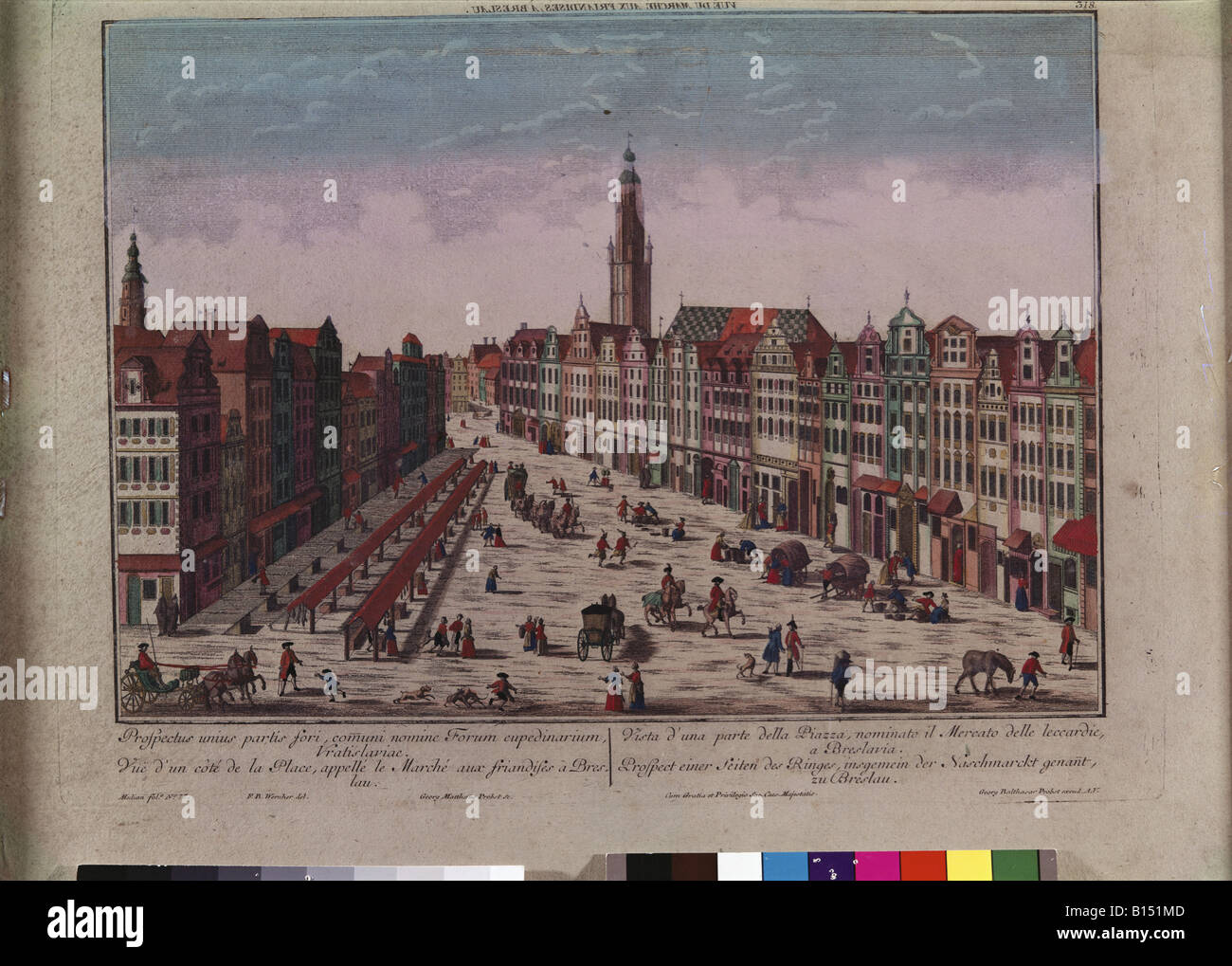 Beaux-arts, Probst, Georg Balthasar, (1730 - 1801), gravure, 'le Naschmarkt à Breslau', la propriété privée, Munich, Allemagne, , n'a pas d'auteur de l'artiste pour être effacé Banque D'Images