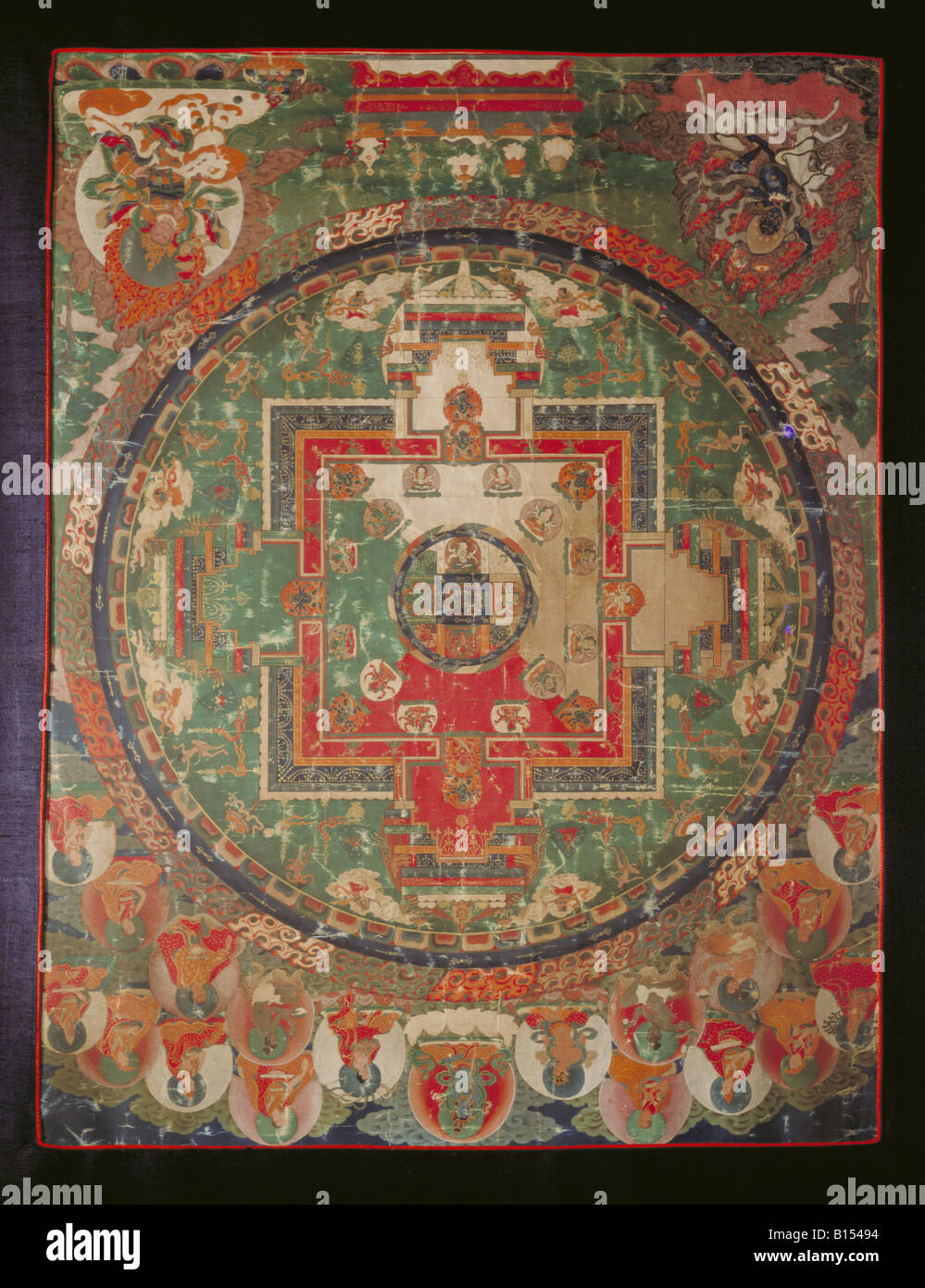 Beaux-arts, Tibet, peinture, Mandala de ni monastère, soie, 18e siècle, collection ethnologique, Zuerich, Université de l'artiste , Copyright n'a pas à être effacée Banque D'Images