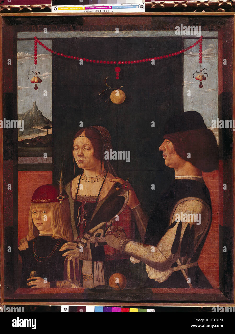 Beaux-arts, Baldassare Estense, (1443 - 1504), peinture, 'Image' de la famille, vers 1480, tempera sur panneau, 112,3 cm x 90,8 cm, Alte Pinakothek, Munich, Allemagne, l'artiste n'a pas d'auteur pour être effacé Banque D'Images