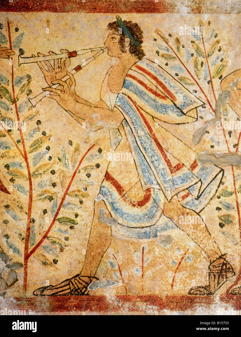 Beaux Arts Antiquite Etrusques Peinture L Homme Evoluant Dans La Flute La Tomba Dei Leopardi Tarquinia Vers 450 Avant J C N A Pas D Auteur De L Artiste Pour Etre Efface Photo Stock Alamy