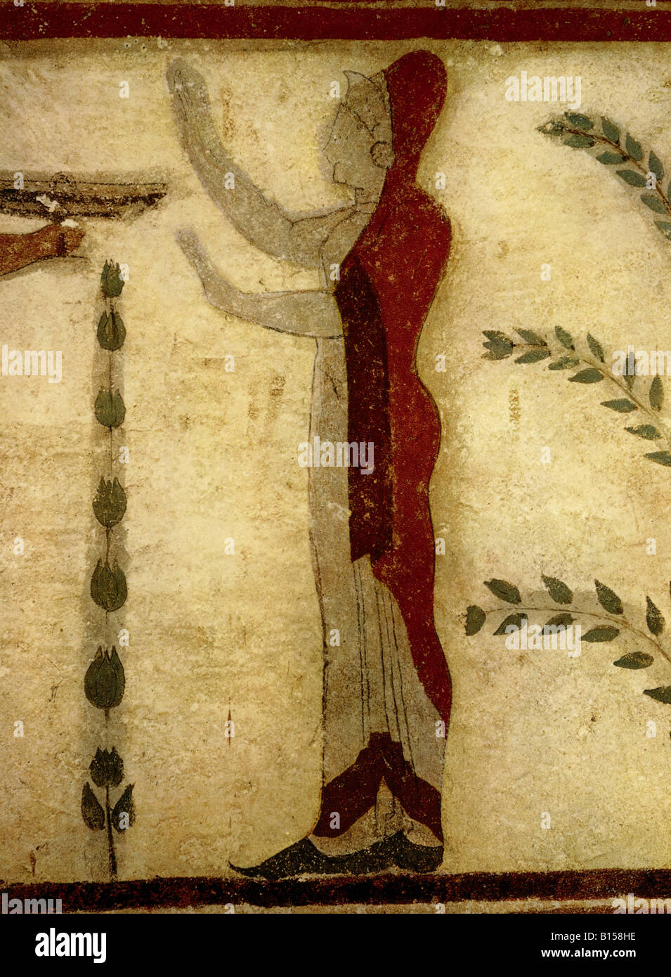 Beaux-arts, antiquité, Etrusques, peinture, déesse ou prêtresse, tomba del Barone, Tarquinia, vers 500 avant J.-C., , n'a pas d'auteur de l'artiste pour être effacé Banque D'Images