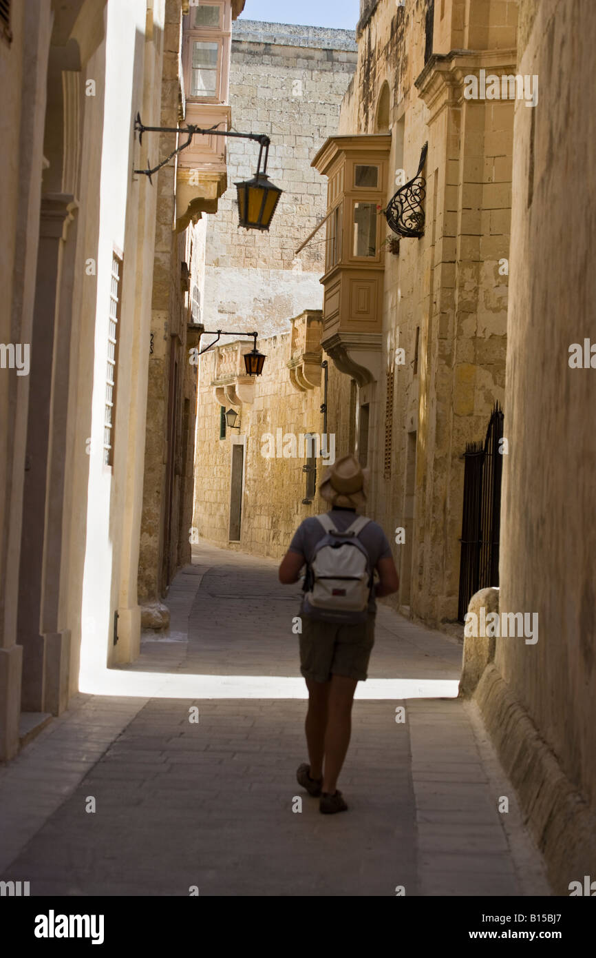 Toute l'Errance les petites rues et ruelles de Mdina Malte Banque D'Images