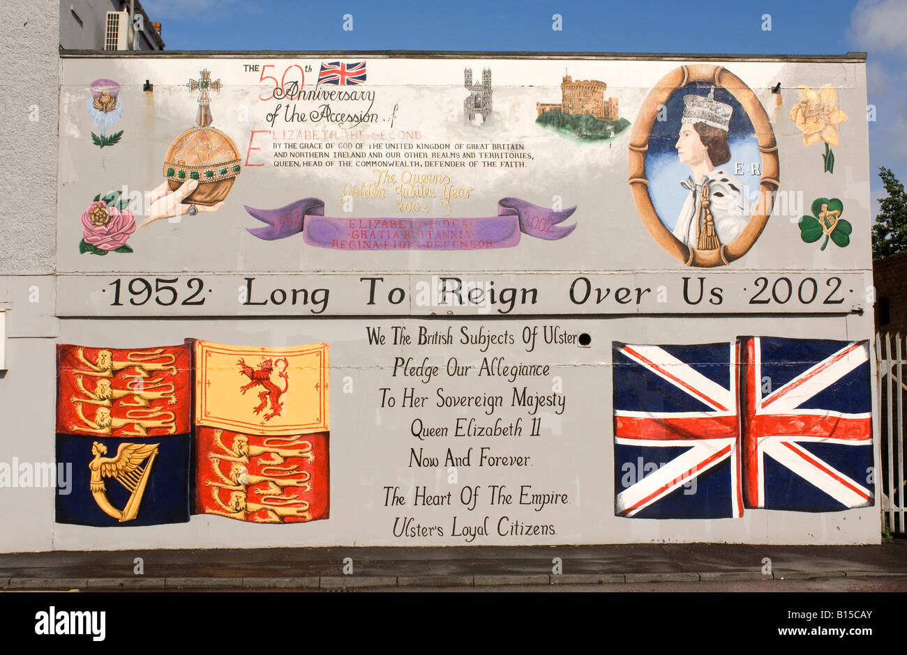 Shankill Road murales sectaires loyaliste d'Irlande du Nord Belfast Banque D'Images