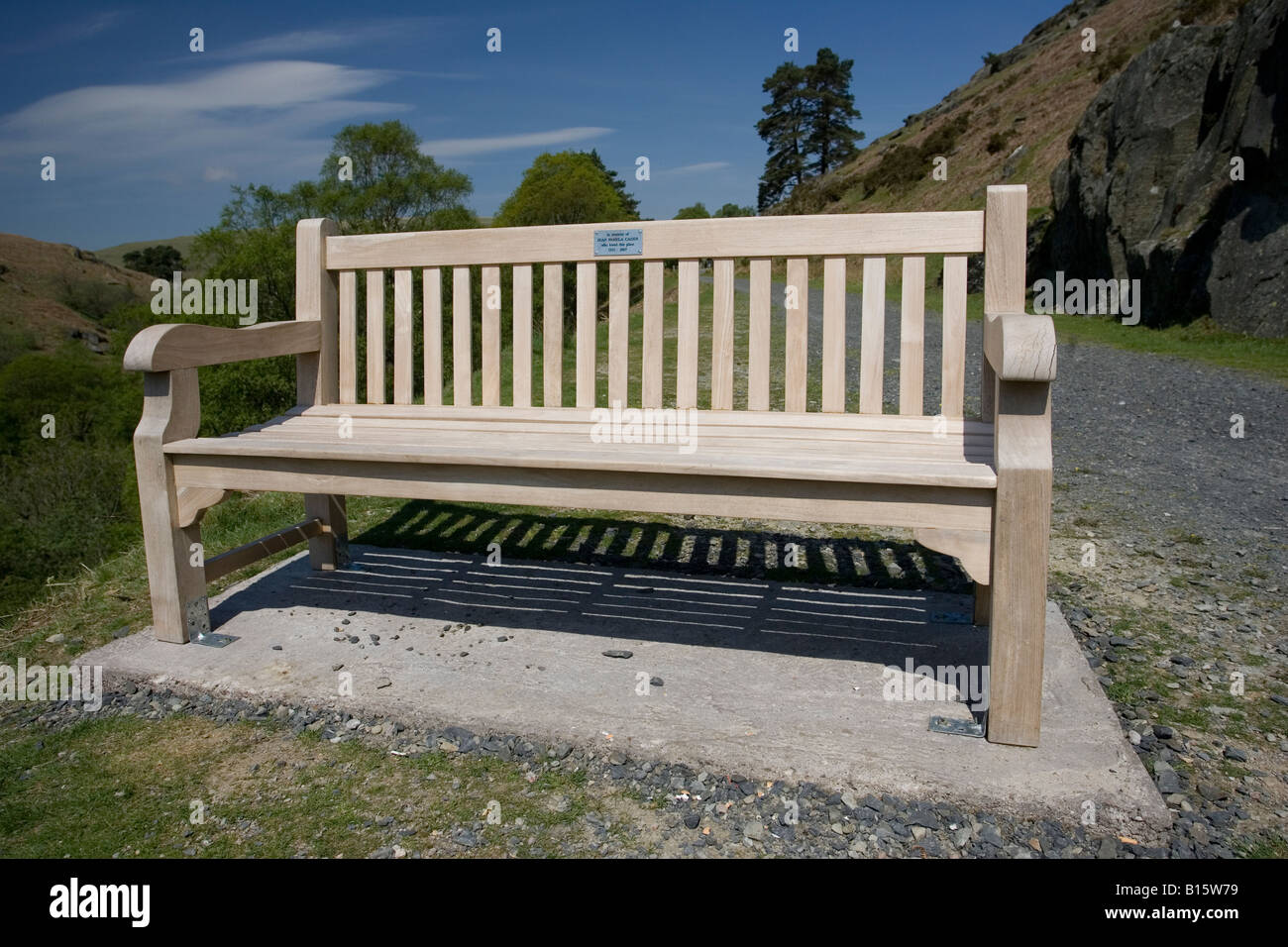 Nouveau siège memorial chêne Elan Valley Mid Wales UK Banque D'Images